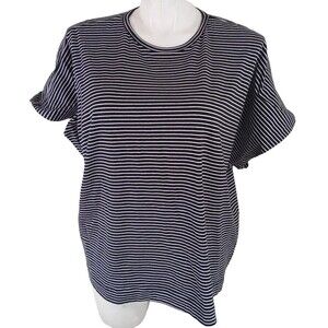 Gibson Latimer Blouse Shirt Sz XXL Short Stand Up Sleeve Black White Stripe NWT